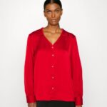 Z62T678 Women Anna Field Button-Down Blouse Red