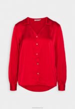 Z62T678 Women Anna Field Button-Down Blouse Red - Image 4