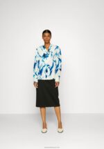 Z62T679 Women Anna Field Button-Down Blouse White, Blue - Image 2