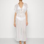 Z62T741 Women Anna Field Embroidered Cover Up 802 Black Beach Accessory 001 White