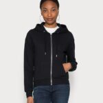 Z62T768 Women Anna Field Zip-Up Sweatshirt Black