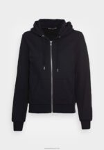 Z62T768 Women Anna Field Zip-Up Sweatshirt Black - Image 4