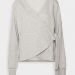 Z62T771 Women Anna Field Zip-Up Sweatshirt Mottled Light Grey