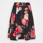 Z62T778 Women Anna Field Pleated Skirt Black/Pink