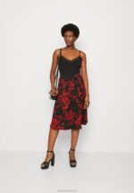 Z62T784 Women Anna Field A-Line Skirt Red/Black - Image 2