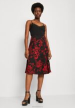 Z62T784 Women Anna Field A-Line Skirt Red/Black - Image 4