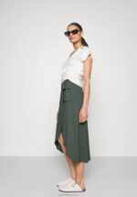 Z62T789 Women Anna Field Basic Wrap Over Midi Skirt A-Line Skirt Light Green - Image 4