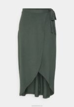 Z62T789 Women Anna Field Basic Wrap Over Midi Skirt A-Line Skirt Light Green - Image 6
