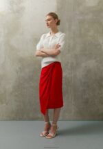 Z62T796 Women Anna Field Pencil Skirt Red - Image 3