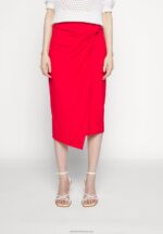 Z62T796 Women Anna Field Pencil Skirt Red - Image 4