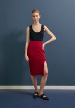 Z62T806 Women Anna Field Pencil Skirt Dark Red - Image 3