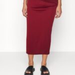Z62T808 Women Anna Field Pencil Skirt Dark Red