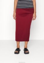 Z62T808 Women Anna Field Pencil Skirt Dark Red