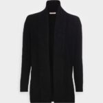 Z62T822 Women Anna Field Ribbed Fold Collar Cardigan Black