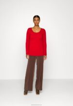Z62T842 Women Anna Field Button Detail Jumper Red - Image 2