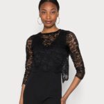 Z62T906 Women Anna Field Occasion Set Detacheable Lace Top With V Neck Sleeveless Jumpsuit Jumpsuit Black