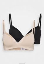 Z62T920 Women Anna Field Edison 2 Pack Non Wired T-Shirt Bra Black/Nude