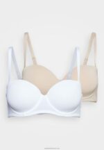 Z62T925 Women Anna Field 2 Pack Multiway Strapless Bra White/Nude - Image 9