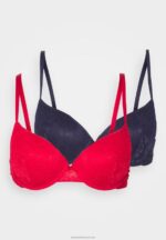 Z62T927 Women Anna Field 2 Pack Underwired Bra Blue/Red - Image 5