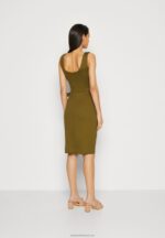 Z62T97 Women Anna Field Jersey Dress Olive - Image 3