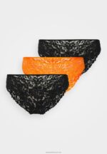 Z62T996 Women Anna Field 3 Pack Briefs Orange/ Black - Image 5