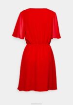 Z62T9 Women Anna Field V-Neck Sleeve Dress Day Dress Dark Red - Image 2